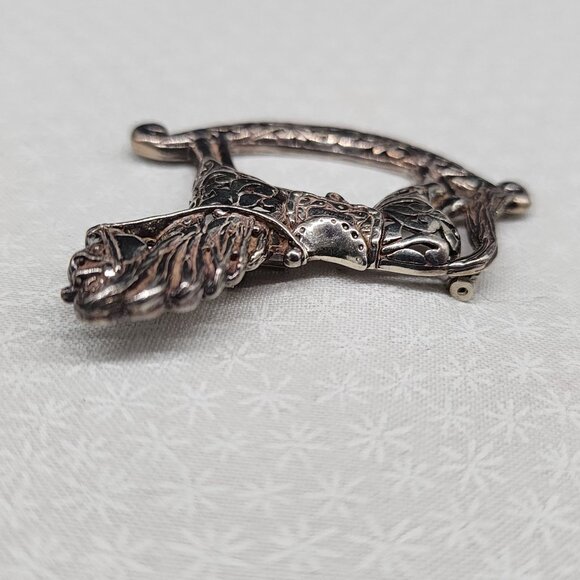 Vintage Sterling Rocking Horse Brooch Pin Filigree Design By Jezlaine Jewelry - Picture 7 of 10